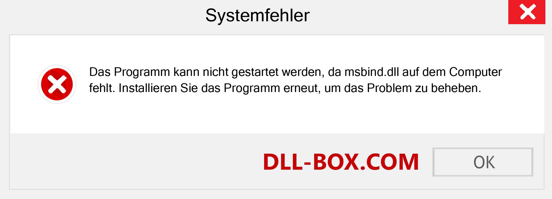 msbind.dll-Datei fehlt?. Download für Windows 7, 8, 10 - Fix msbind dll Missing Error unter Windows, Fotos, Bildern